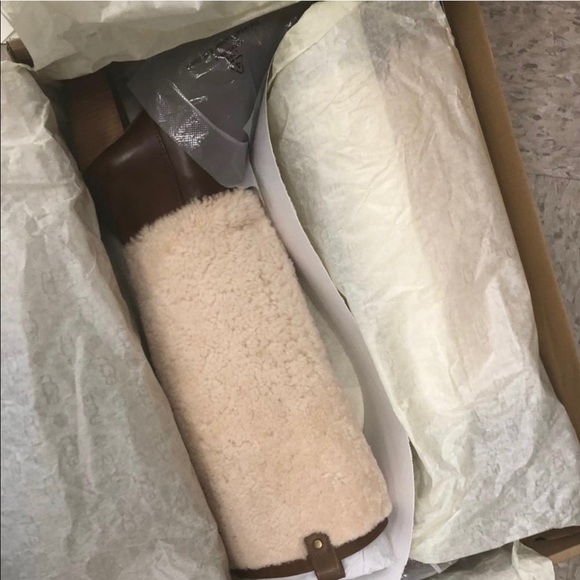 SOLD. UGG Tall Shearling Brown Leather Ava Boots - Picture 6 of 7